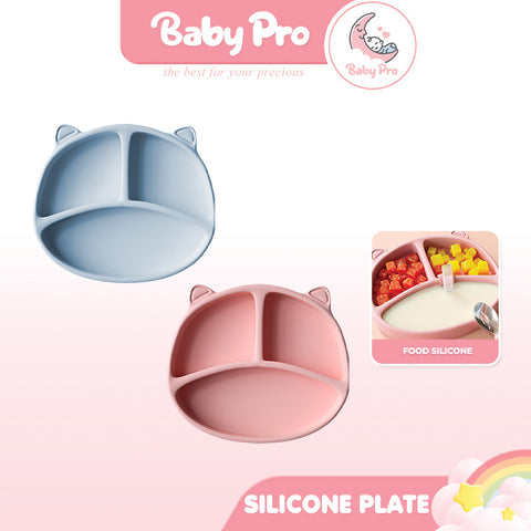 Baby Pro Baby Cute Silicone Cat Plates Safe and Durable BPA Free