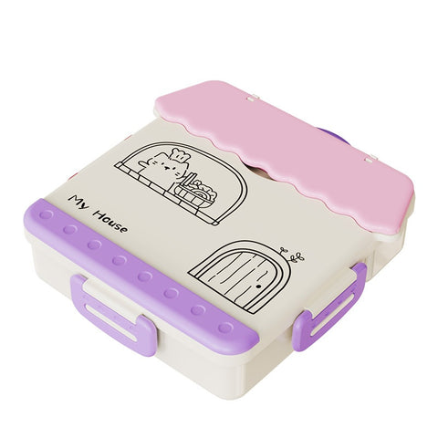 Baby Pro House Shaped Kid's Lunch Box With Spoon, Fork And Sauce Container