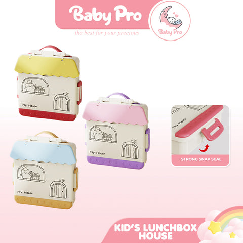 Baby Pro House Shaped Kid's Lunch Box With Spoon, Fork And Sauce Container