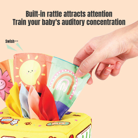 Smart Sprout Baby Washable Cloth Tissue Box Toys With Rattle Sounds Early Educational Toys
