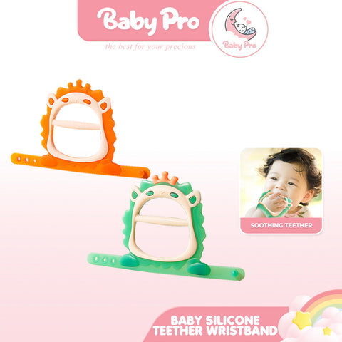 Baby Pro Nano Silver Silicone Teether Lion Design Adjustable Wristband BPA Free