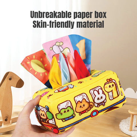 Smart Sprout Baby Washable Cloth Tissue Box Toys With Rattle Sounds Early Educational Toys
