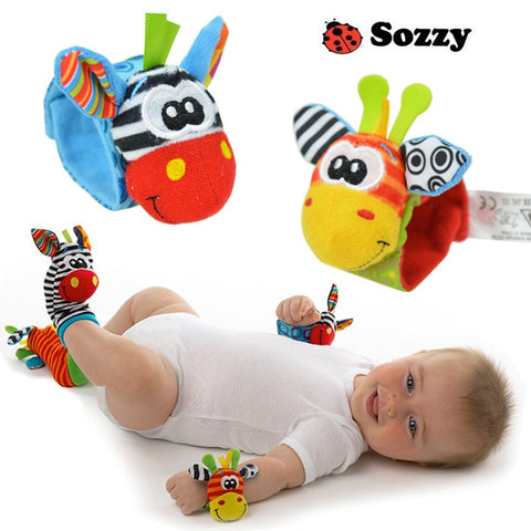Smart Sprout Baby 1 Pair Wrist Rattle Plush Toy Early Development Sensory Toys