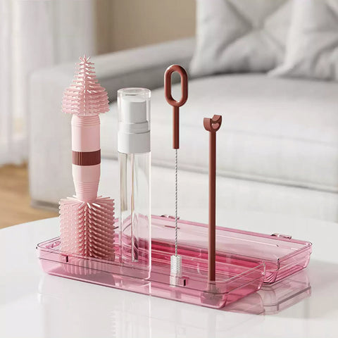 Baby Pro Baby Portable Mini Travel Bottle Wash Bottle Cleaner Set  With Storage Box