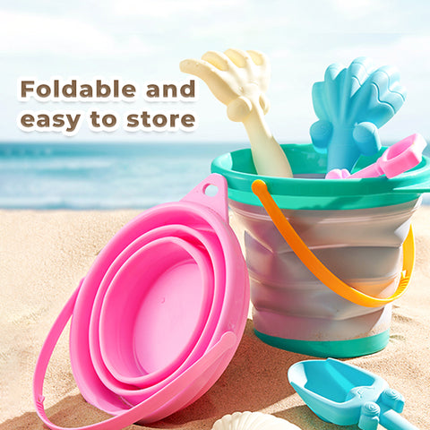 Baby Pro Kids Sand Bucket Toys Collapsible Silicone Pail With Scoop