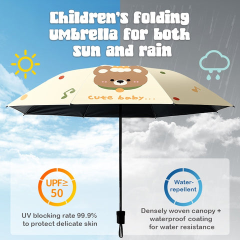 Baby Pro Foldable Manual Kid's Umbrella Lightweight, Windproof & Backpack-Friendly