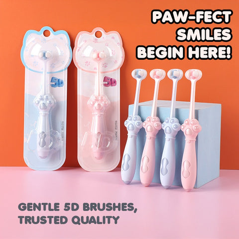 Baby Pro 5D Paw Shaped Toothbrush Ultra Soft Bristles For Gentle And Deep Cleaning