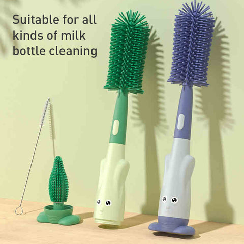 Baby Pro 3 in 1 Non-Scratch Baby Milk Bottle Cleaner Silicone Brush Set