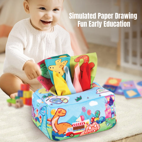 Smart Sprout Baby Washable Cloth Tissue Box Toys With Rattle Sounds Early Educational Toys