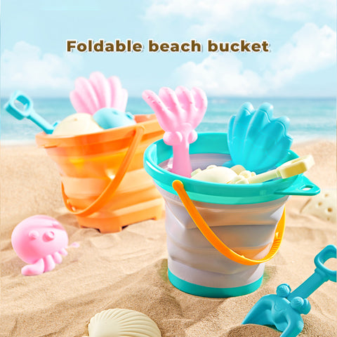 Baby Pro Kids Sand Bucket Toys Collapsible Silicone Pail With Scoop