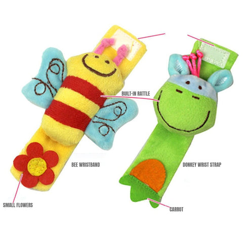 Smart Sprout Baby 1 Pair Wrist Rattle Plush Toy Early Development Sensory Toys