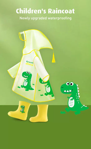 Baby Pro Kids Transparent Raincoat With Cartoon Dinosaur Design