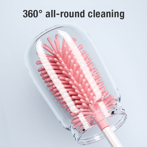 Baby Pro 3 in 1 Rotating Baby Milk Bottle Wash Cleaner Silicone Brush Set