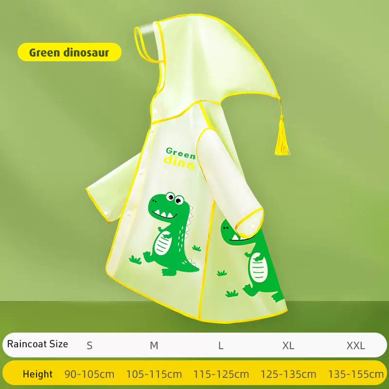 Baby Pro Kids Transparent Raincoat With Cartoon Dinosaur Design