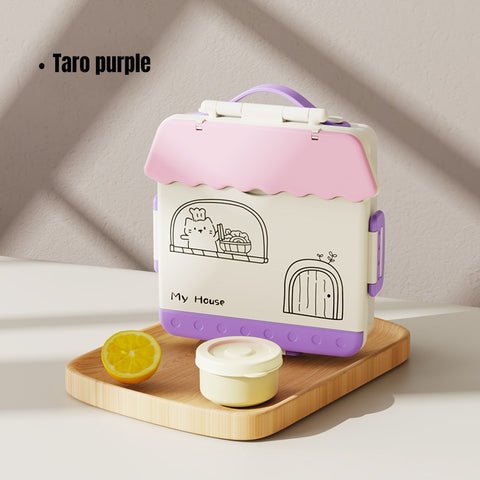 Baby Pro House Shaped Kid's Lunch Box With Spoon, Fork And Sauce Container