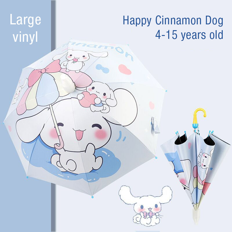 Baby Pro Kid's Umbrella Cute Cartoon Kuromi Melody Cinamoroll Design With Protective Plastic Tube Cover