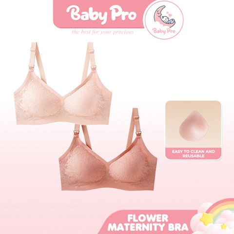 Baby Pro Comfort Fit Flower Maternity Wireless Bra Stretchable And Nursing-Ready