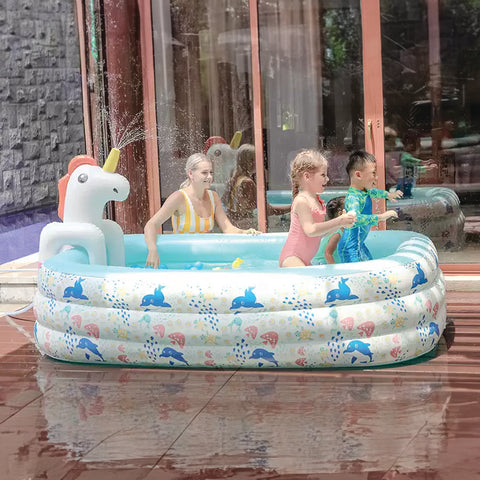 Baby Pro Kids Dolphin Mermaid Tail Inflatable Swimming Pool Indoor Outdoor