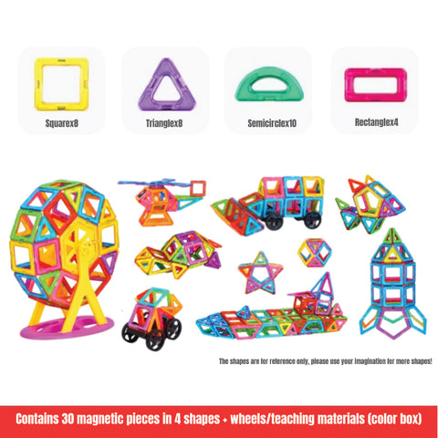 Smart Sprout 100pcs 30pcs Kids Magnetic Colored Tiles  Building Blocks Toys Set Educational  Puzzle Toys