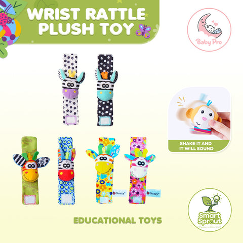 Smart Sprout Baby 1 Pair Wrist Rattle Plush Toy Early Development Sensory Toys