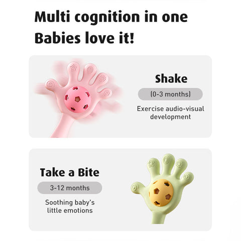 Baby Pro Silicone Hand Shape Rattle Teether Toy for Baby