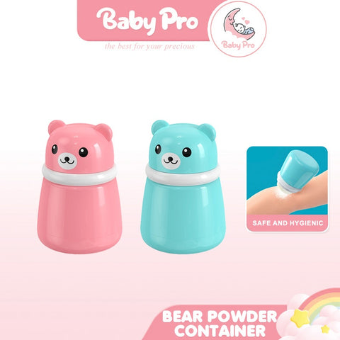 Baby Pro Portable Bear Powder Container With Soft Plush Puff Applicator