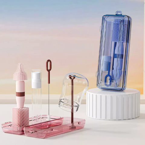 Baby Pro Baby Portable Mini Travel Bottle Wash Bottle Cleaner Set  With Storage Box