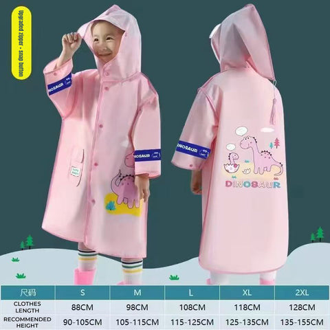 Baby Pro Kids Transparent Raincoat With Cartoon Dinosaur Design