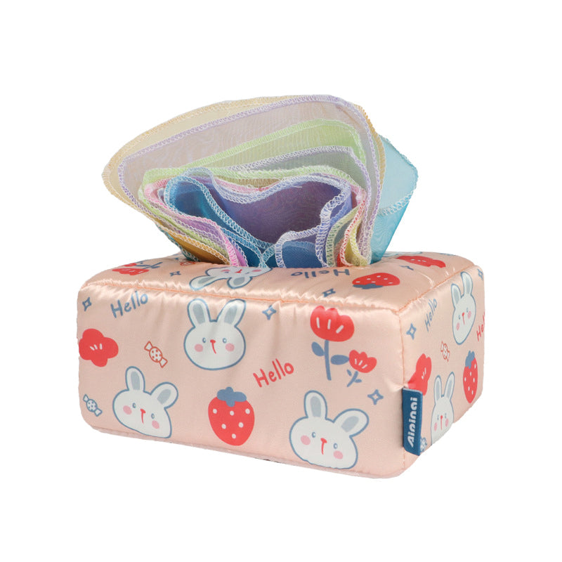 Smart Sprout Baby Washable Cloth Tissue Box Toys With Rattle Sounds Early Educational Toys