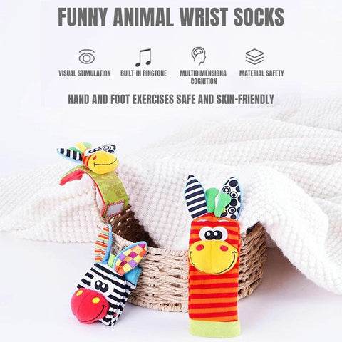 Smart Sprout Baby 1 Pair Wrist Rattle Plush Toy Early Development Sensory Toys