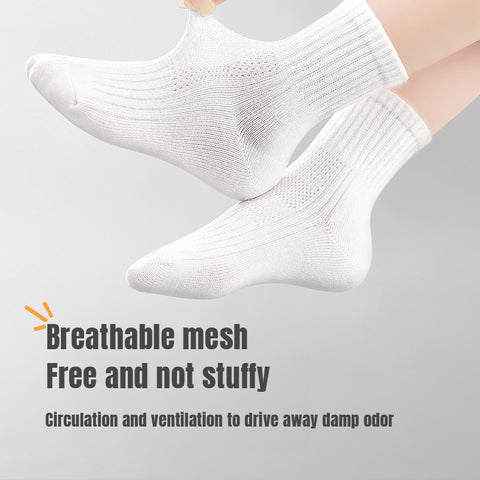 Baby Pro 1 Pair Kids Breathable Mesh White Mid-Crew School Socks