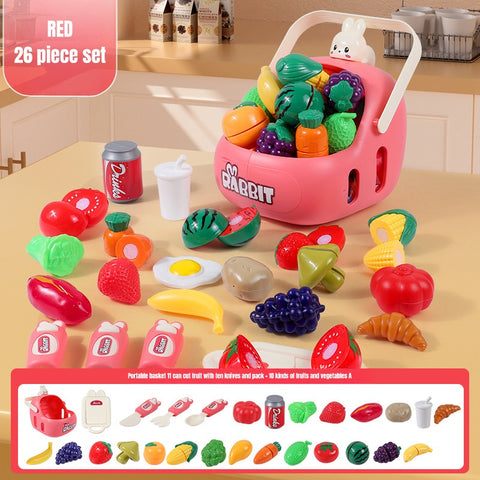Smart Sprout Kids Fruits and Vegetables Slice Basket Set Pretend Play Toy