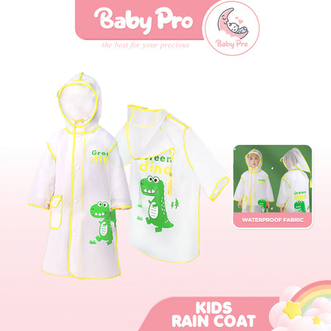 Baby Pro Kids Transparent Raincoat With Cartoon Dinosaur Design