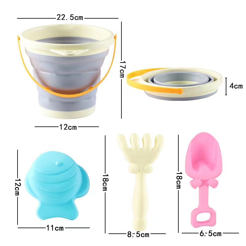 Baby Pro Kids Sand Bucket Toys Collapsible Silicone Pail With Scoop