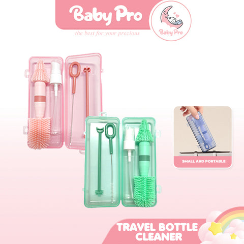 Baby Pro Baby Portable Mini Travel Bottle Wash Bottle Cleaner Set  With Storage Box