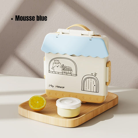 Baby Pro House Shaped Kid's Lunch Box With Spoon, Fork And Sauce Container