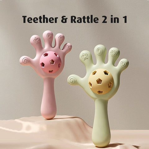 Baby Pro Silicone Hand Shape Rattle Teether Toy for Baby