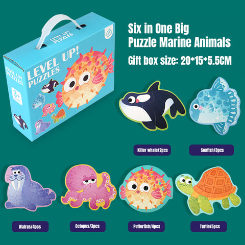 Baby Pro Children Early Education Animal Oceans Dinosaur Jigsaw Toys Cartoon Puzzles Gift Set Intelligence for Kids and Toddler