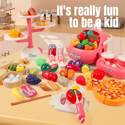 Smart Sprout Kids Fruits and Vegetables Slice Basket Set Pretend Play Toy
