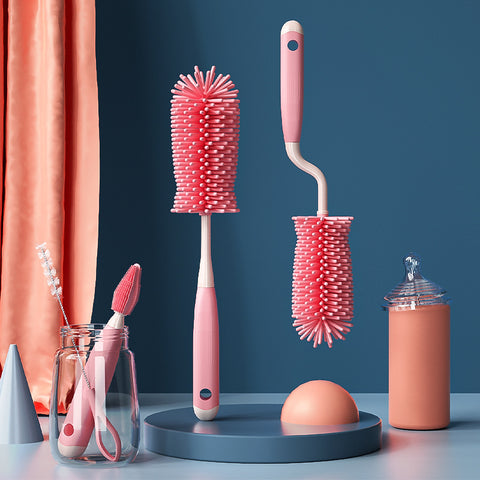 Baby Pro 3 in 1 Rotating Baby Milk Bottle Wash Cleaner Silicone Brush Set