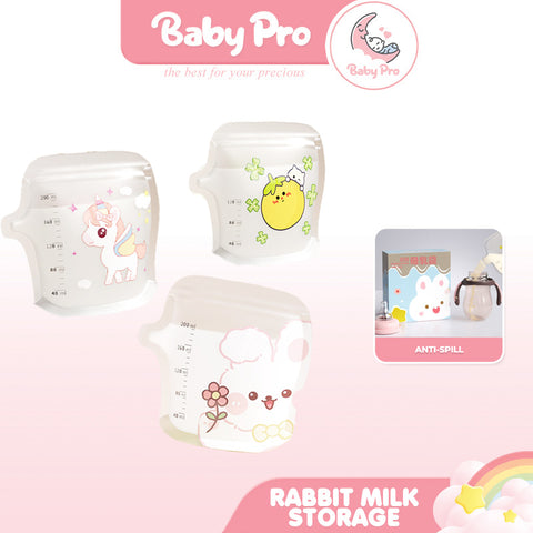 Baby Pro 30pcs Rabbit Breast Milk Storage Bag Doubled-Sealed 120ml 200ml