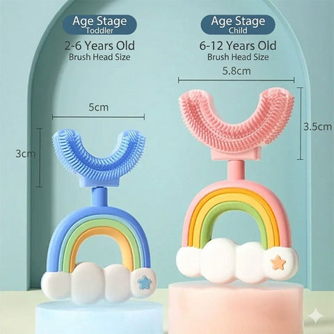 Baby Pro Silicone Kid's U-shape Rainbow Toothbrush Soft And Gentle Cleaning