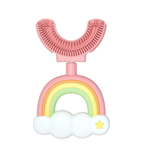Baby Pro Silicone Kid's U-shape Rainbow Toothbrush Soft And Gentle Cleaning