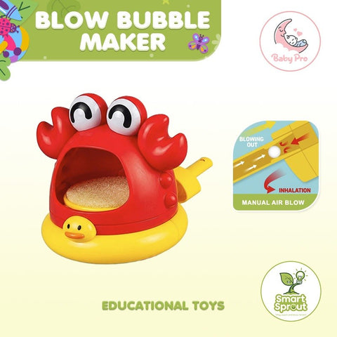 Smart Sprout Kids Bubble Blowing Crab Safe Anti-Backflow Air Design For Outdoor And Bath Time Fun