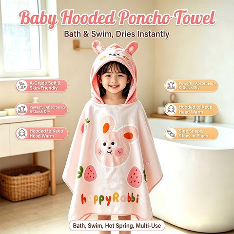 Baby Pro Kids’ Hooded Beach Poncho Towel Soft, Absorbent & Quick-Dry for Toddlers and Children