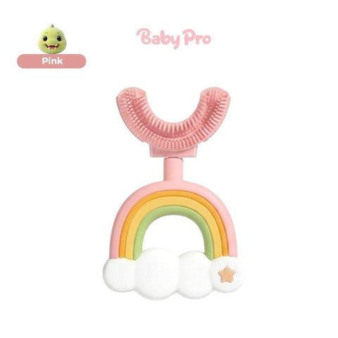 Baby Pro Silicone Kid's U-shape Rainbow Toothbrush Soft And Gentle Cleaning